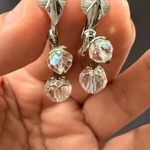 Vintage Crystal Dangle Clip Earrings